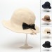 Boho s Summer Wide Brim Straw Hat Braided Bow Tie Beach Sun Foldable Cap P  eb-61720157